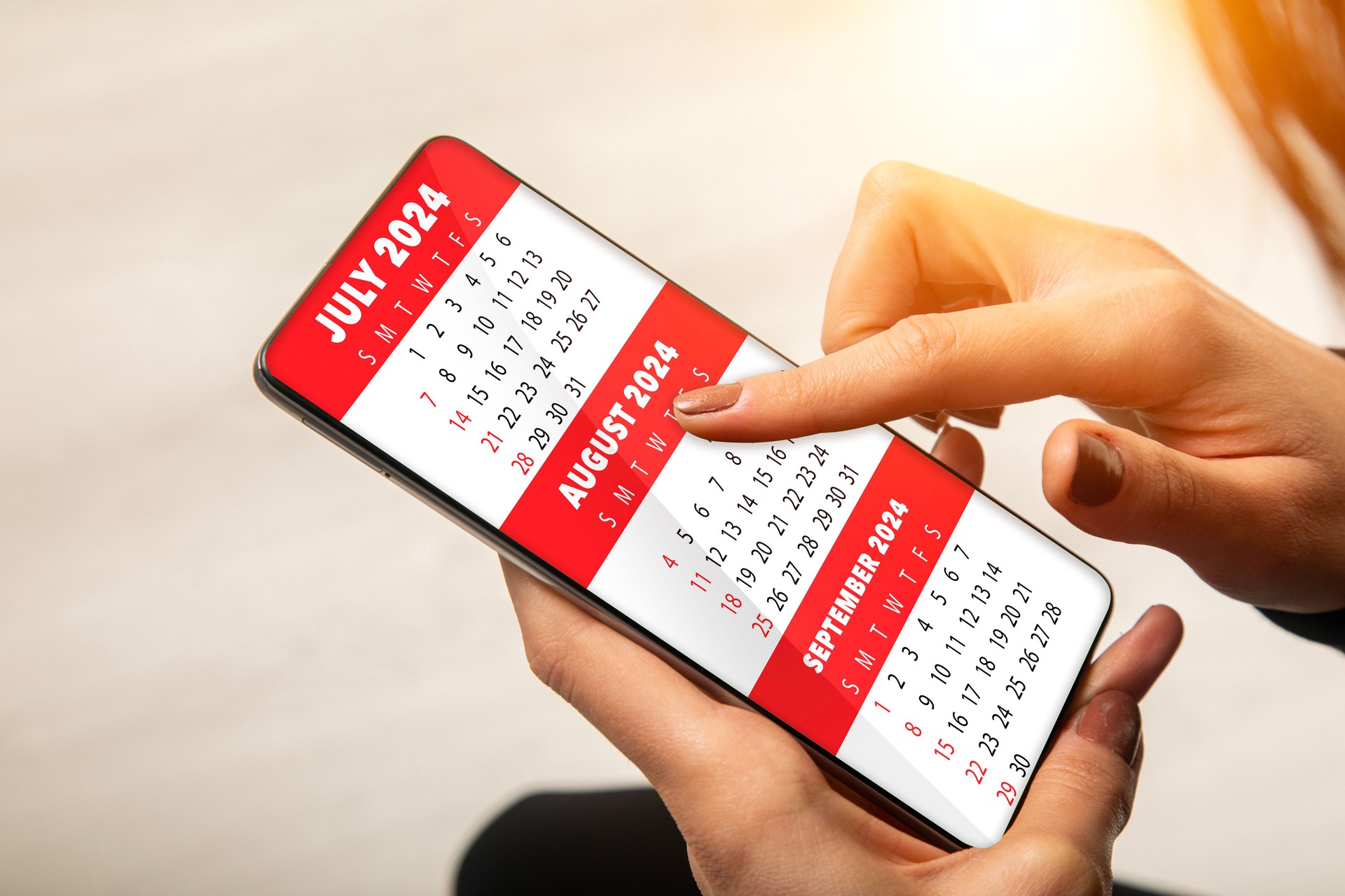 third quarter calendar 2024 on phone screen